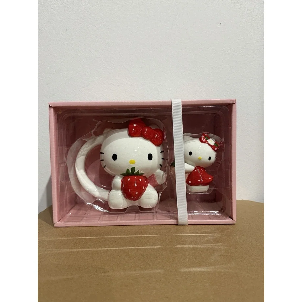 Hello Kitty Ceramic Mug and Figurine Set with Strawberry Design - Picture 2 of 6